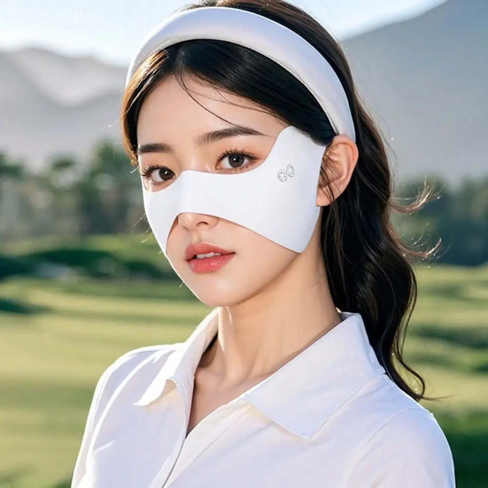 

Breathable Elastic Ice Silk Mask UV Protection Sunscreen Veil Golf Face Mask Thin Solid Color Sunscreen Eye Patches Outdoor