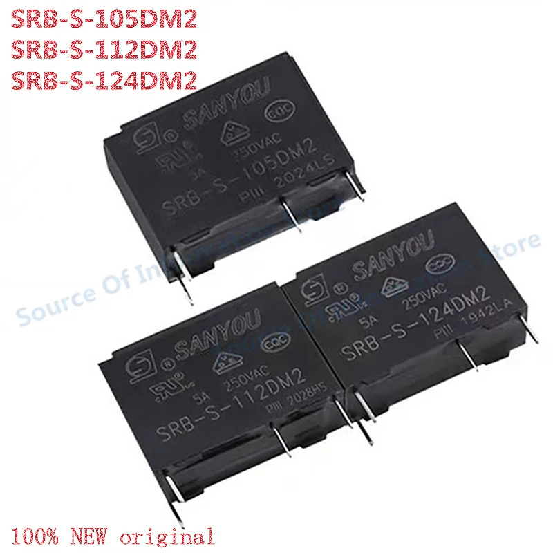 

10Pcs SRB-S-105DM2/112SM2/124DM2 Relay 5V 12V 24VDC 4-Pin 5A