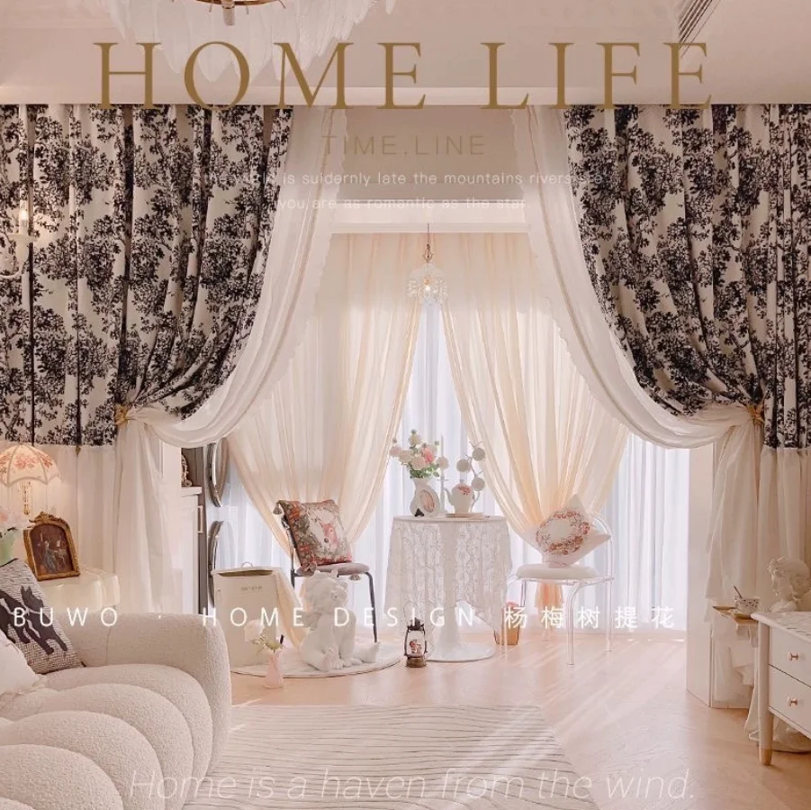 

Send styling bayberry French retro curtains chenille blackout living room bedroom cream wind premium light luxury cloth curtain