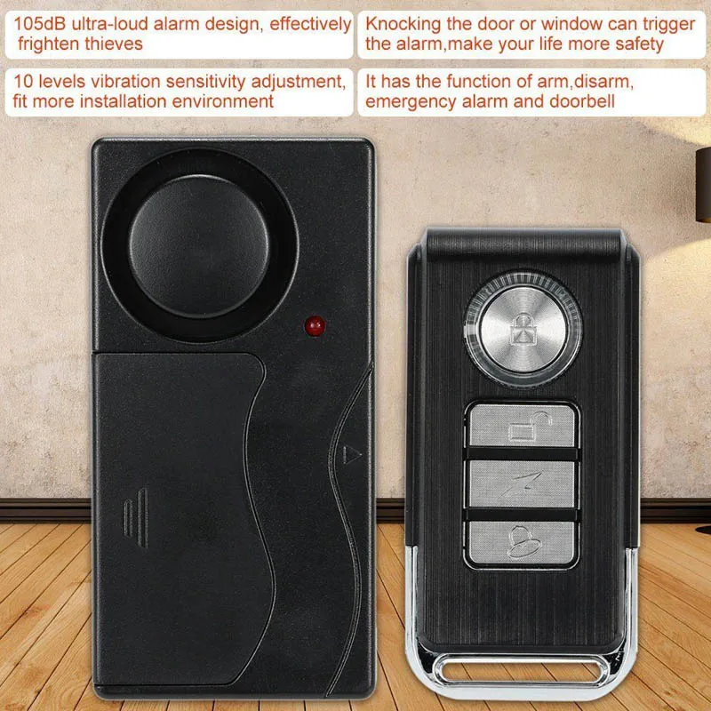 Wireless Anti-theft Alarm Loud Waterproof Door Vibration Security Alarm Detector Intelligent Remote Control Three-Dimensional