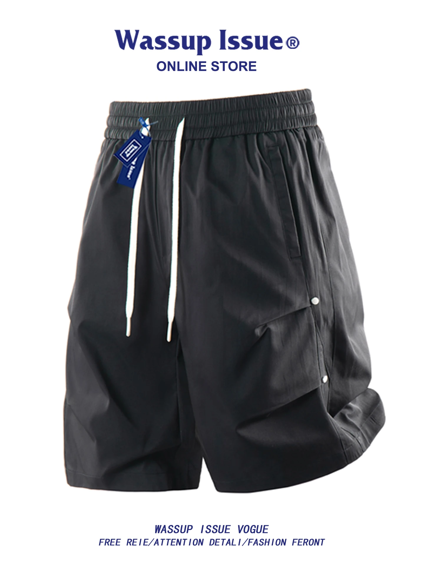 

Wassup Issue American Sle Rivet Pleated Casual orts Men Summer Outdoor Lightweight Qui Dry Sports Five-Quarter Pants