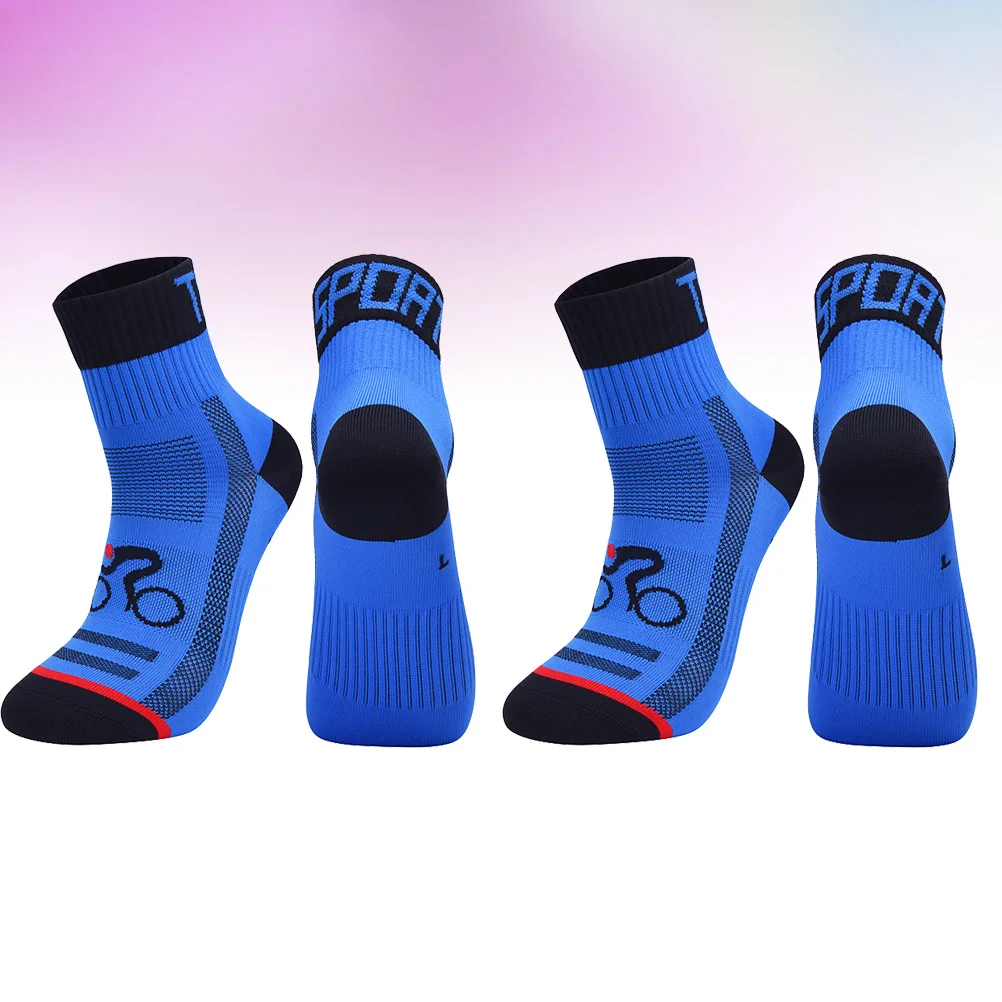 

2Pair Cycling Socks Mid-Stocking Mesh Anti-Slip Breathable Sports Socks -44 Daily Training Athletic Thick Nylon