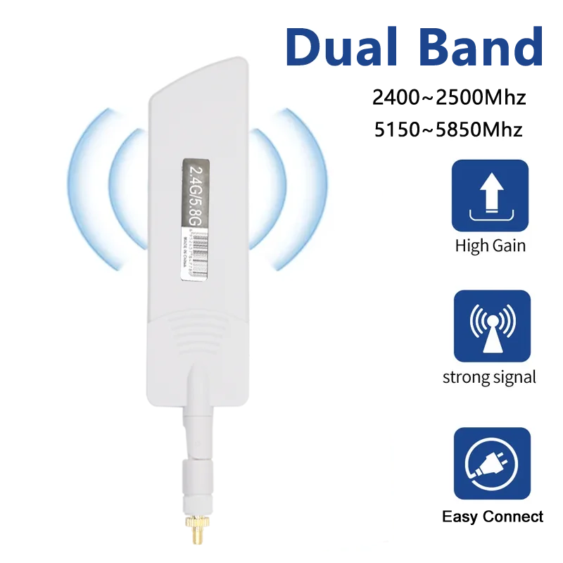 Dual Band Omni Antenna Router, antena sem fio, TS9 SMA Signal Booster para iot Module, Long Range, 15dbi, 2.4G, 5G, 5.8G