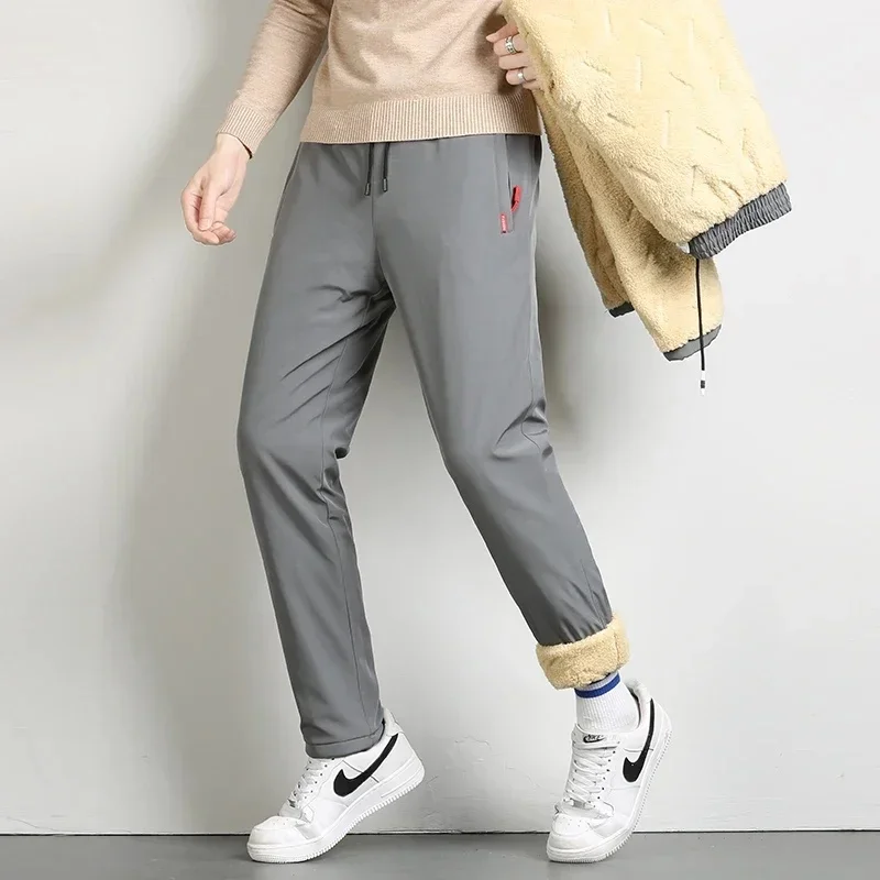 New Men's Winter Lambswool Warm Cotton Sweatpants Men Outdoor Leisure Thickened Jogging Drawstring Pants High Quality Pants Men