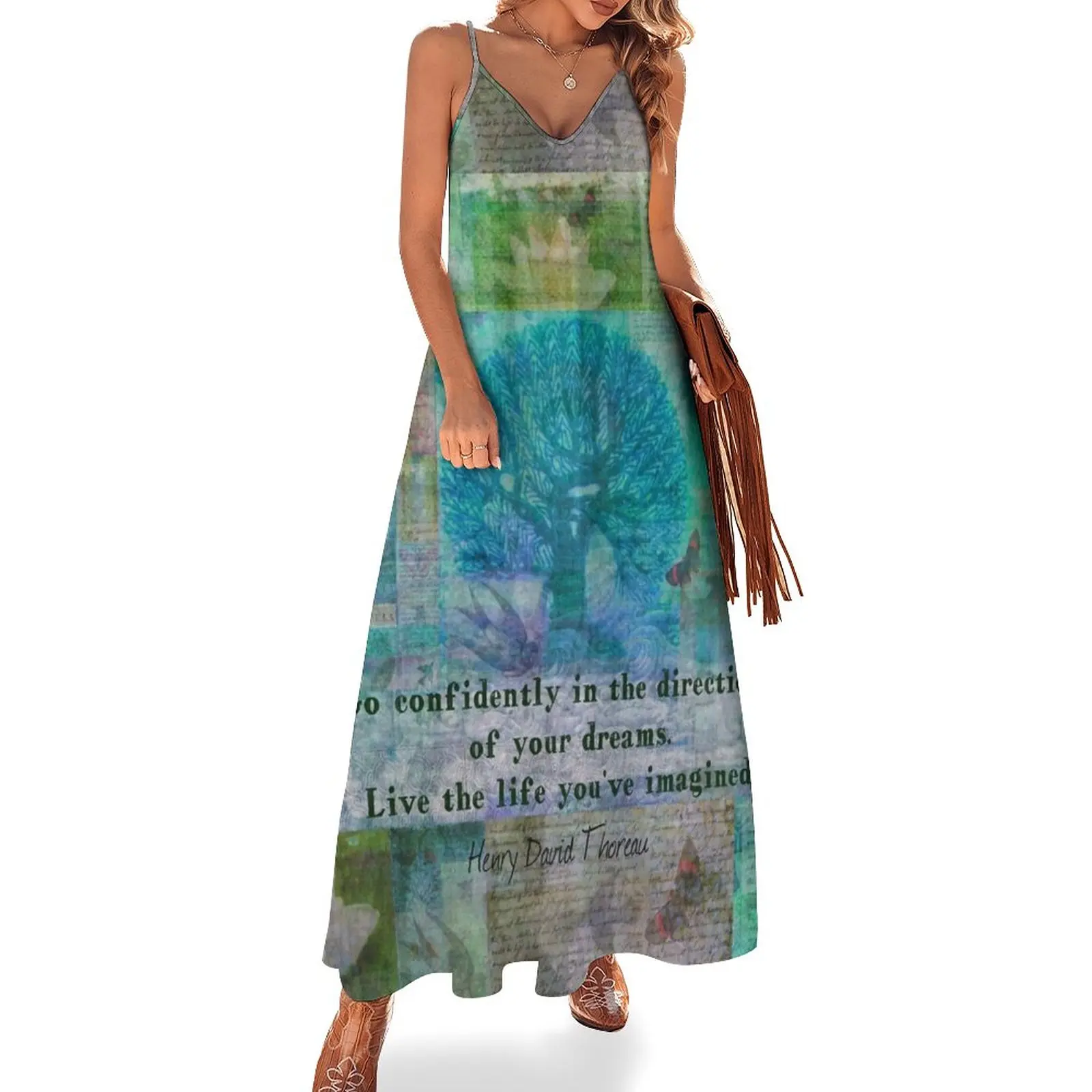 

Dream quote motivational, Henry David Thoreau Sleeveless Dress Women's summer skirt dress for women summer