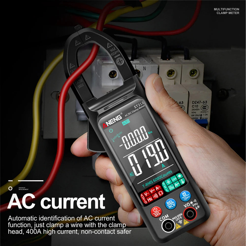 Imagem -04 - Aneng St212 Digital Clamp Meter 6000 Contagens dc ac Atual Multímetro Amperímetro Tensão Tester Auto Ranging Car Amp hz Ncv Ohm Teste