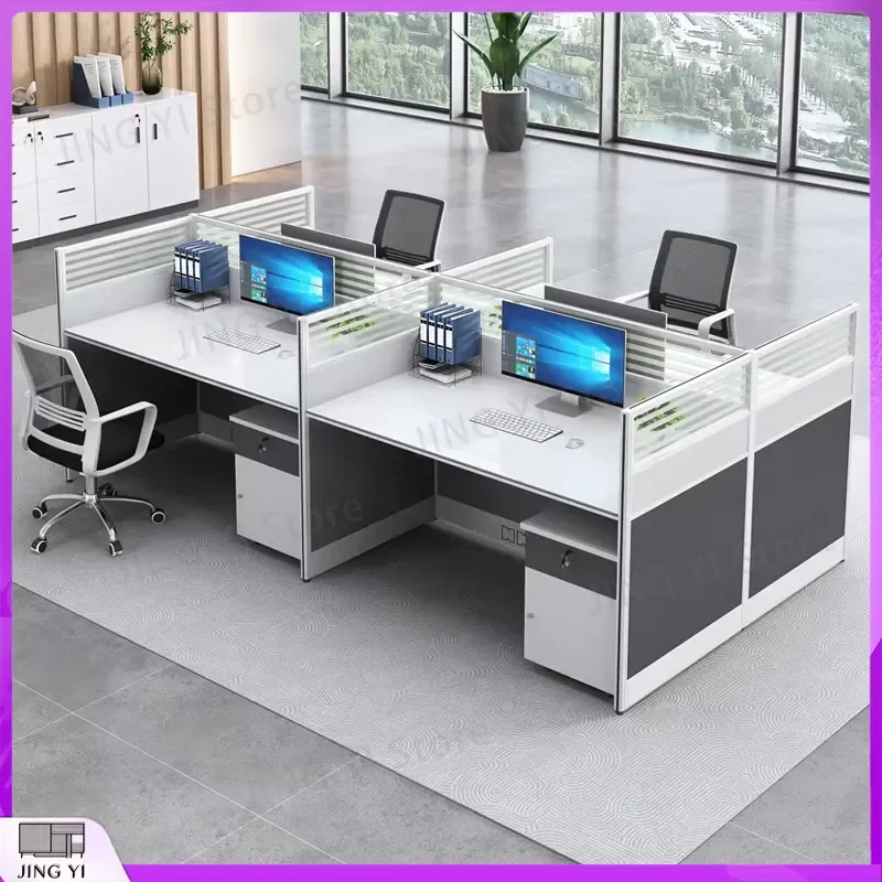 Four-Person Office Desk Combination Workstation Modern Simple Design for Call Center Lab Office Workspace Ergonomic