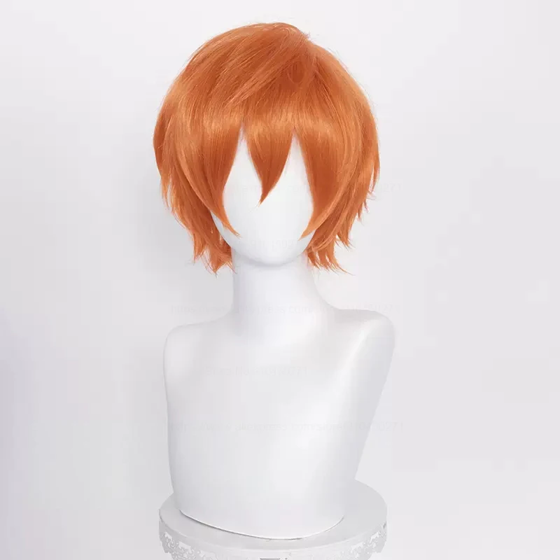 Short Straight Cosplay Wig Green Purple Blue White Brown Gray Orange Linen Fluffy Heat Resistant Hair Game Anime Wigs + Wig Cap