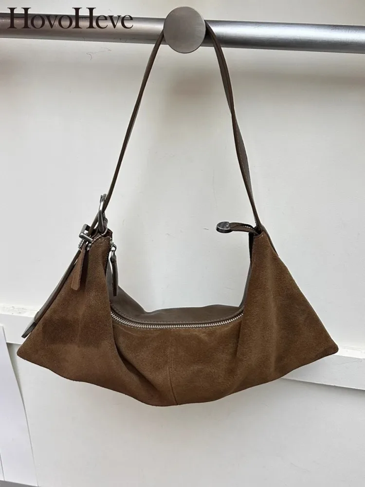 

Женская повседневная замшевая сумка на плечо из искусственной кожи, осенняя новая сумка через плечо с ремешком, винтажная модная женская сумка подмышками