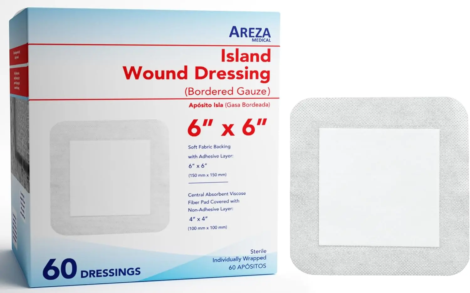 

Стерильная марлевая повязка с каймой, без латекса, 6 x 6 дюймов, 60 в коробке для ухода за ранами