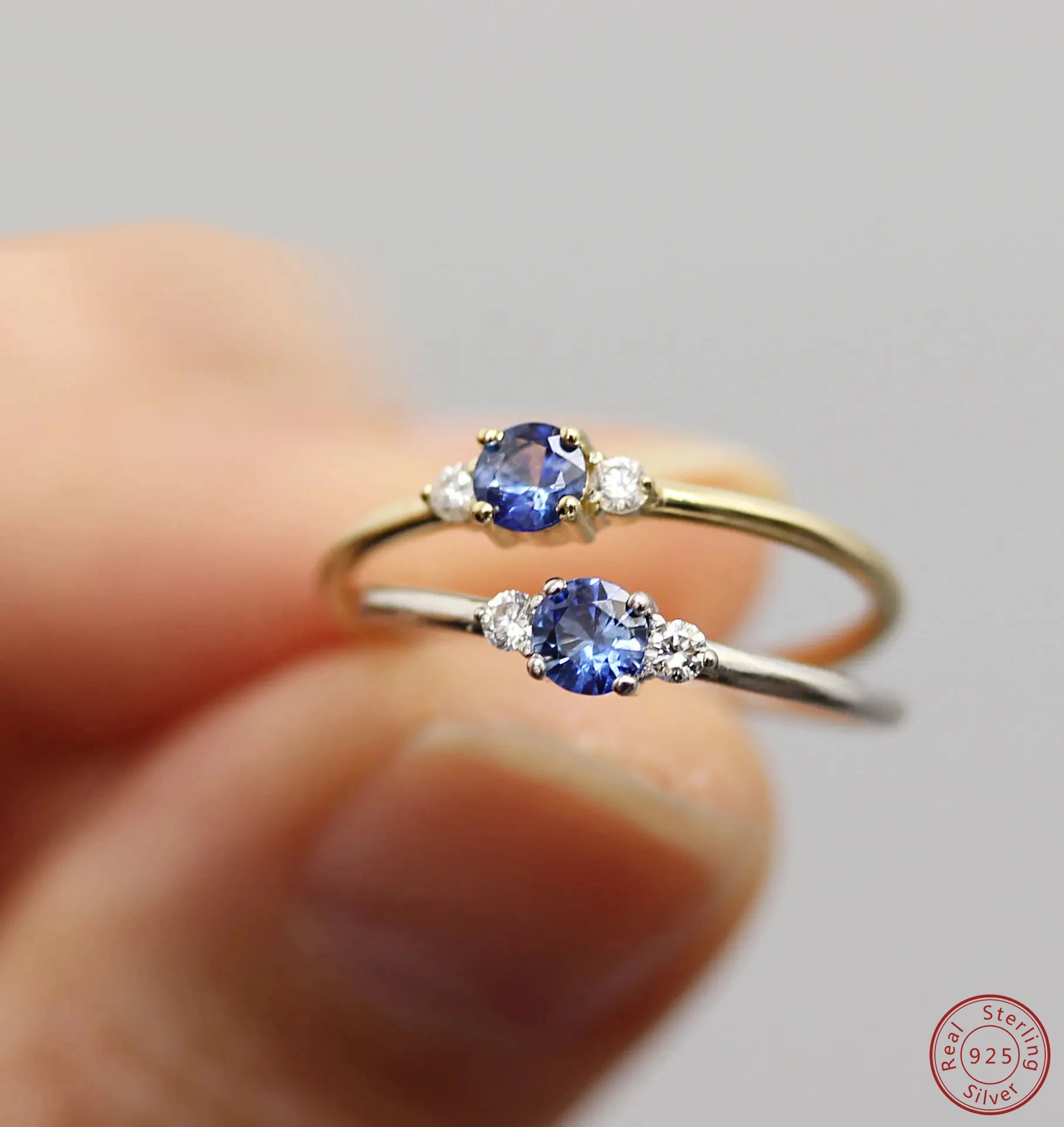 100% 925 Sterling Silver 3 Color Hot Sale Simple Color Ice Crystal Sapphire Ring Female zircon Rings For Women gold color Jewelr