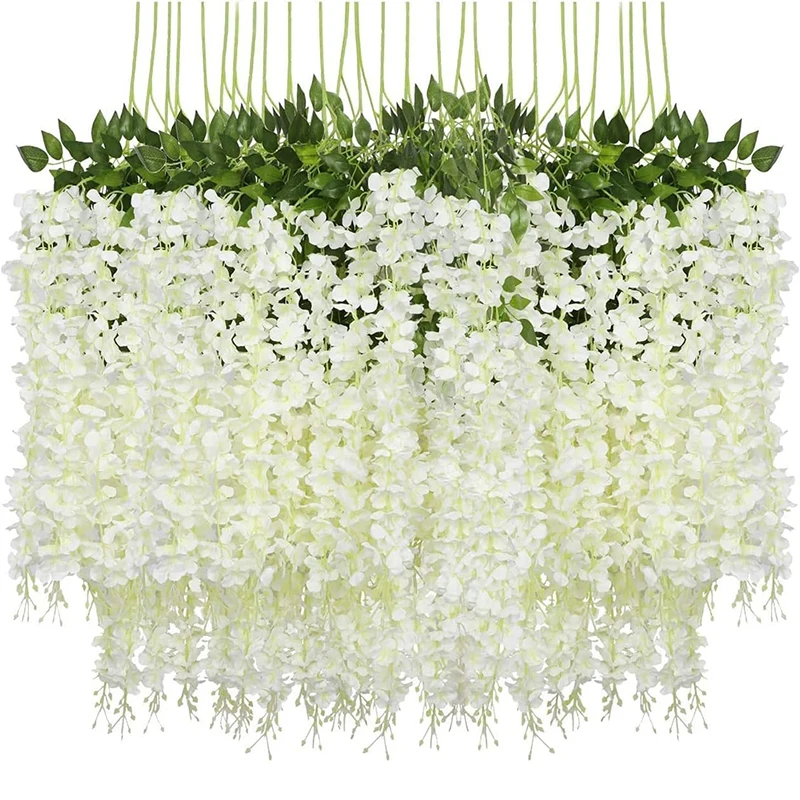 1/3/5/12Pcs Artificial Flowers Silk Wisteria Vine Fake Silk Hanging Flower for Wedding Party Garden Outdoor Home Wall Decoration