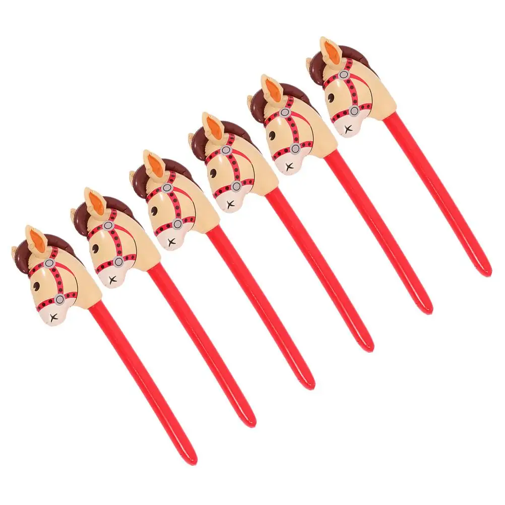 

6 Pcs Horse Head Stick Plastic Horse's Inflatable Party Supplies Animal Toys Kids Favors Pvc Prop Child Bulk