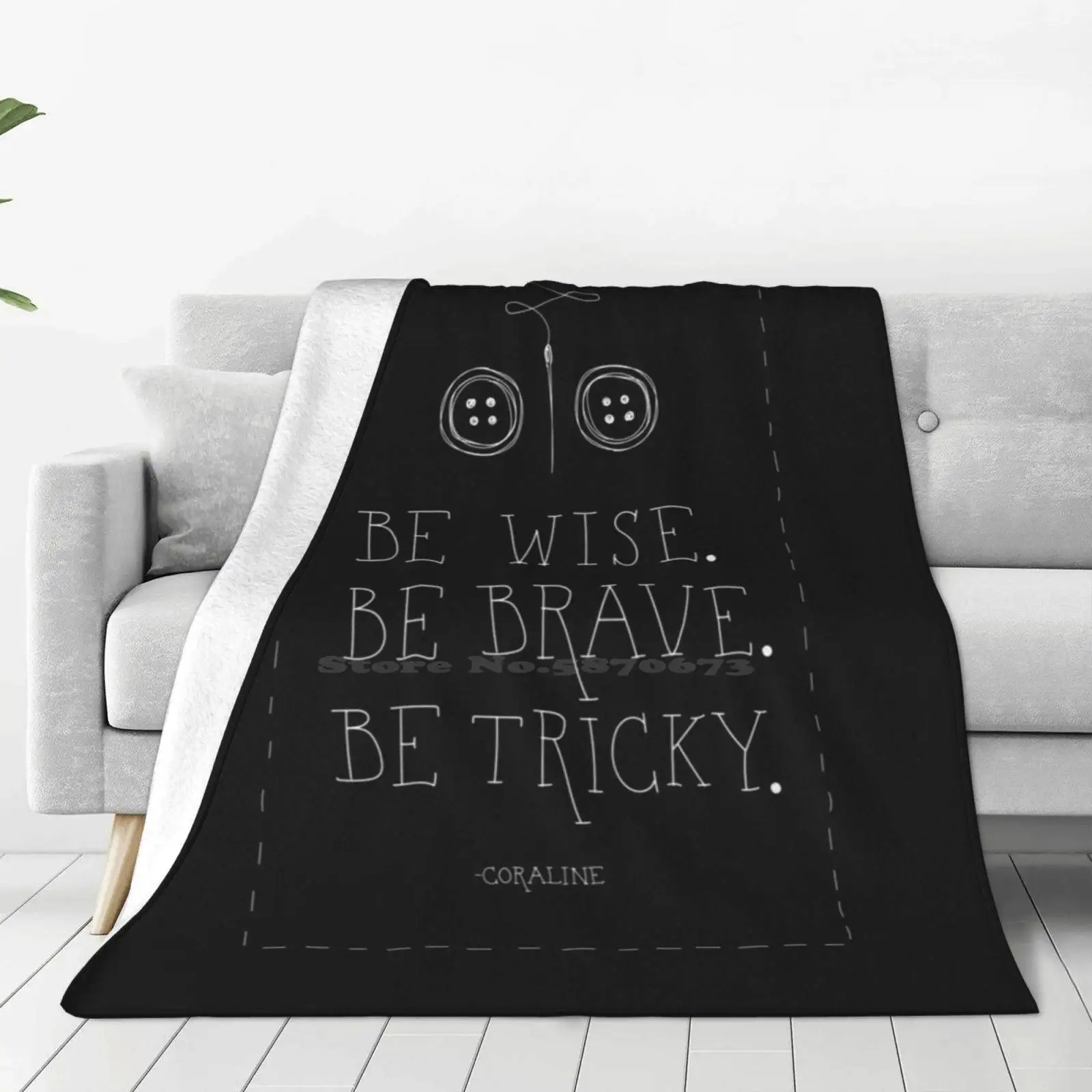 Coraline Air Conditioning Soft Blanket Neil Gaiman Wise Brave Tricky Dark Creepy Thread Laika Coraline Jones Spooky Halloween