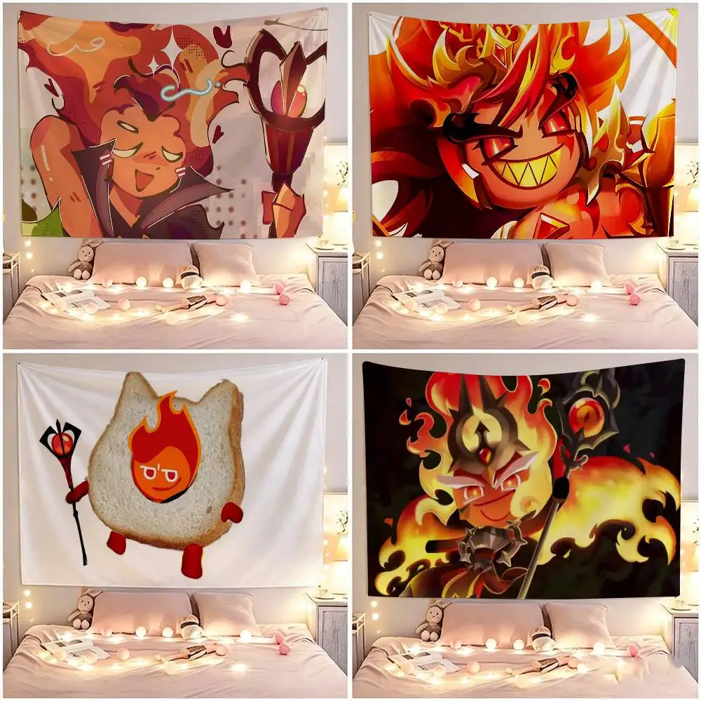 Fire Spirit Cookie Run  Flags Wall Hanging Tapestry Outdoor Garage Room Decorative flag Background Blanket