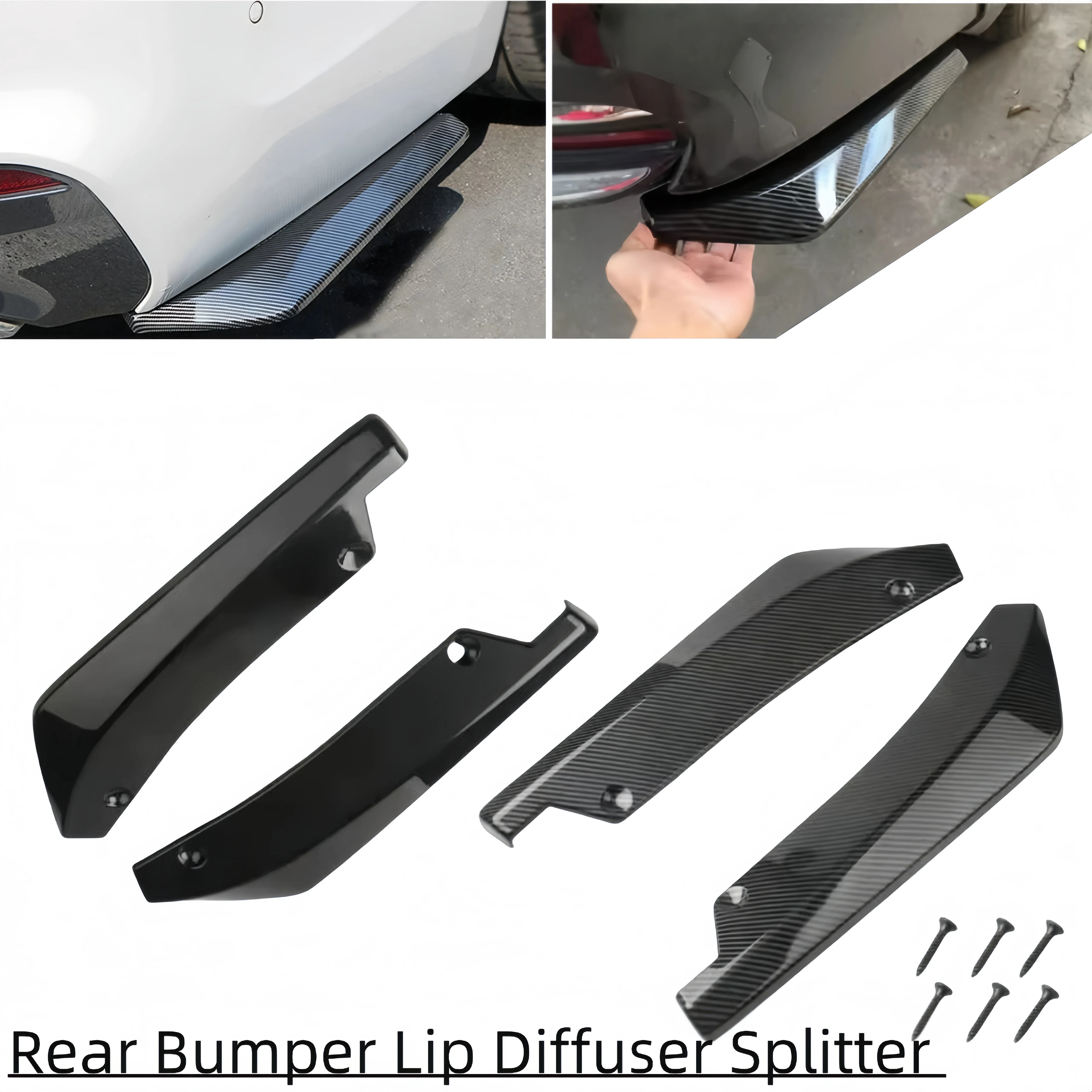 Universal Car Rear Bumper Lip Diffuser Spoiler Side Skirt Extension Kit 2 Piece Exterior Styling Performance Protection For Auto