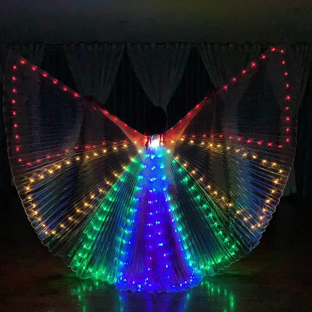 

Luminous Belly Dance LED Light Wings Rainbow Changing Colorful Isis Wings Costumes for Carnaval Party Show Dancewear