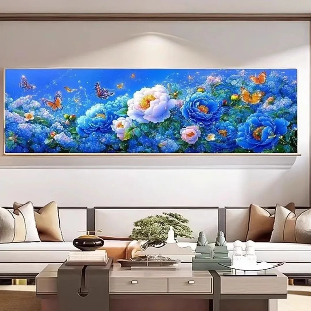 

9ct 180X60CM пион бабочка вышивка DIY наборы с принтом в китайском стиле вышивка крестиком набор для рукоделия домашний декор ремесла