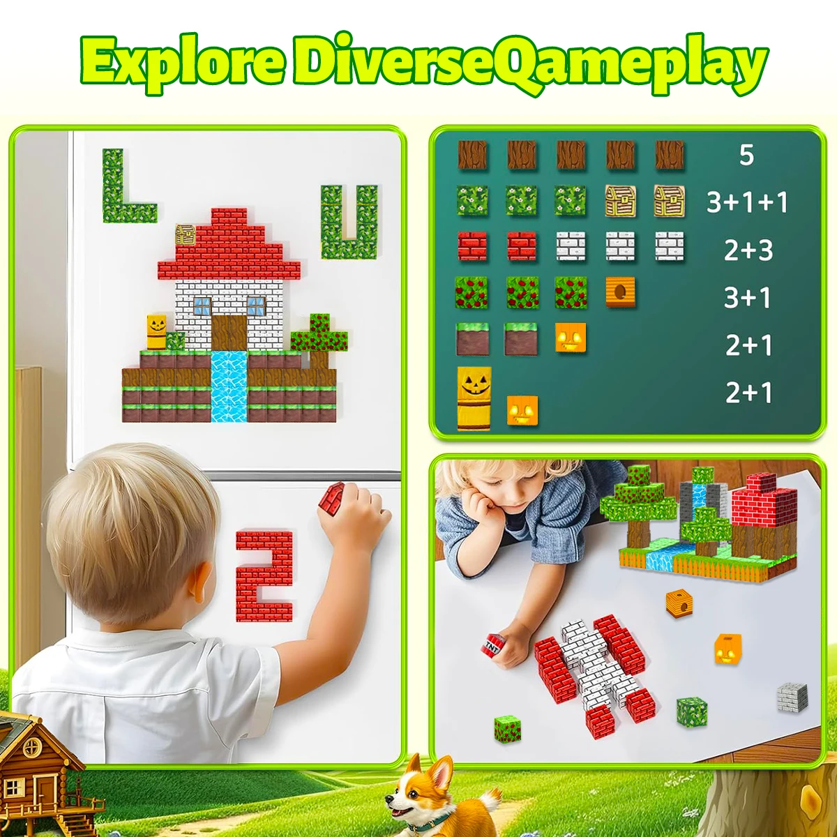 Magnetic Building Blocks Mine World Magnet Cube Set for Boy Girl Kid Age 3+ DIY Model Children Stem Montessori Sensory Toys Gift