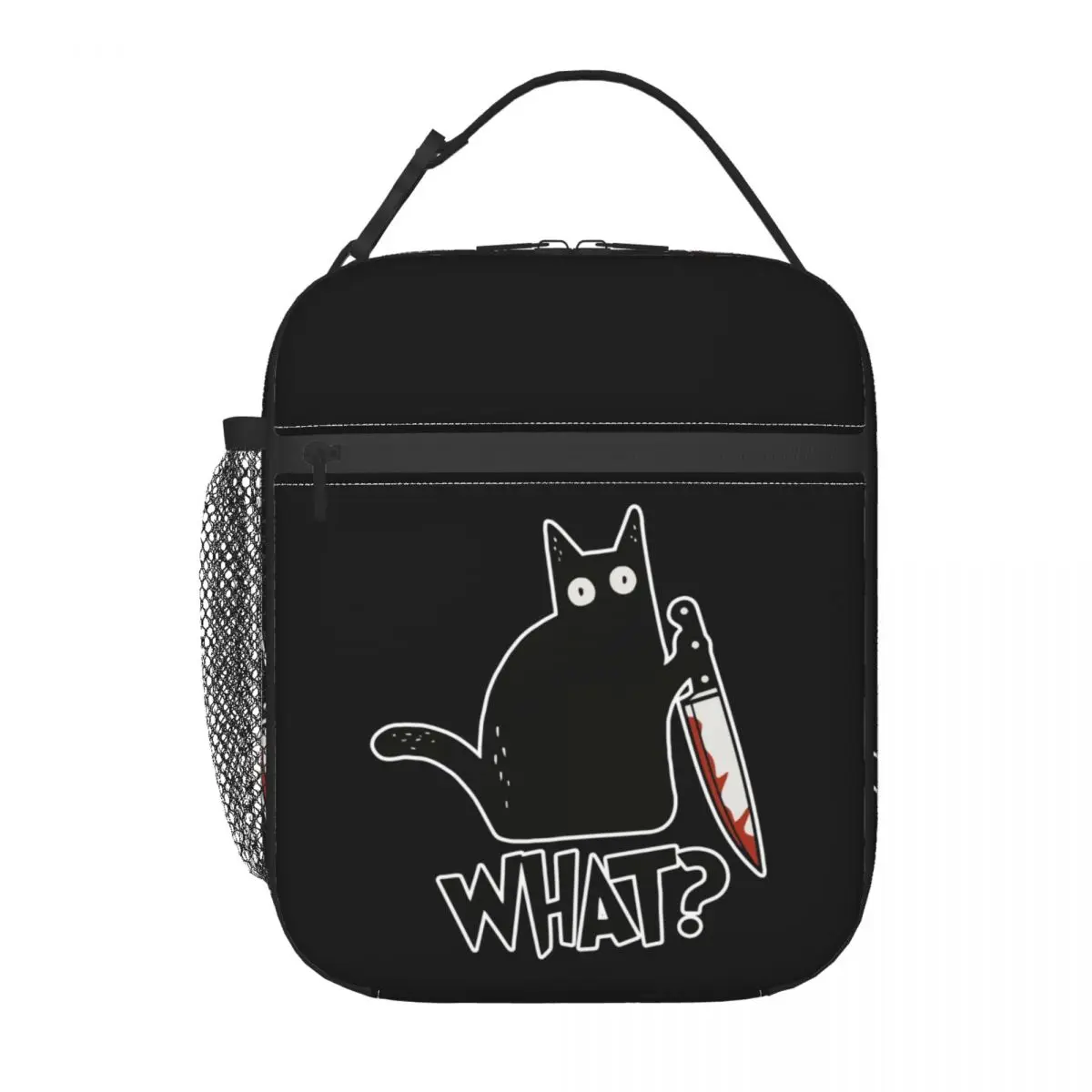 Custom Black Cat What Murderous Resuable Lunch Boxes Multifunction With Knife Gift Thermal Cooler Food Insulated Lunch Bag