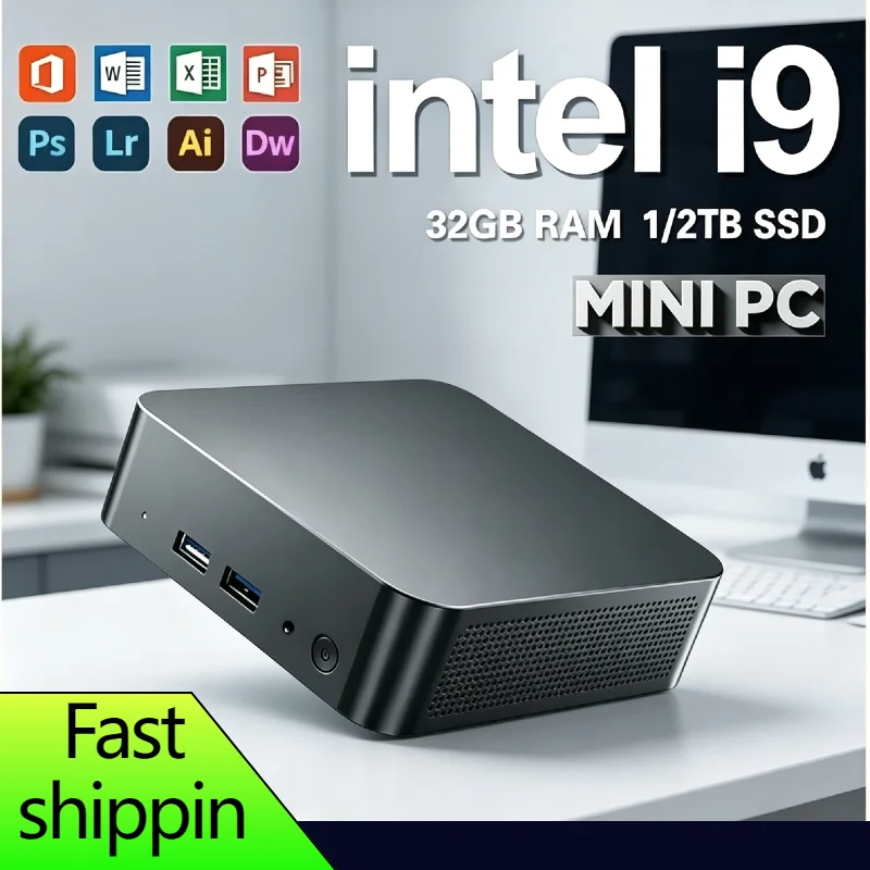 Mini PC de Alto Desempenho Intel i9 10980H Windows 11 Pro 32GB RAM 1TB 2TB SSD WIFI6 BT5.2 4K HD para Escritório, Jogos e Estudo