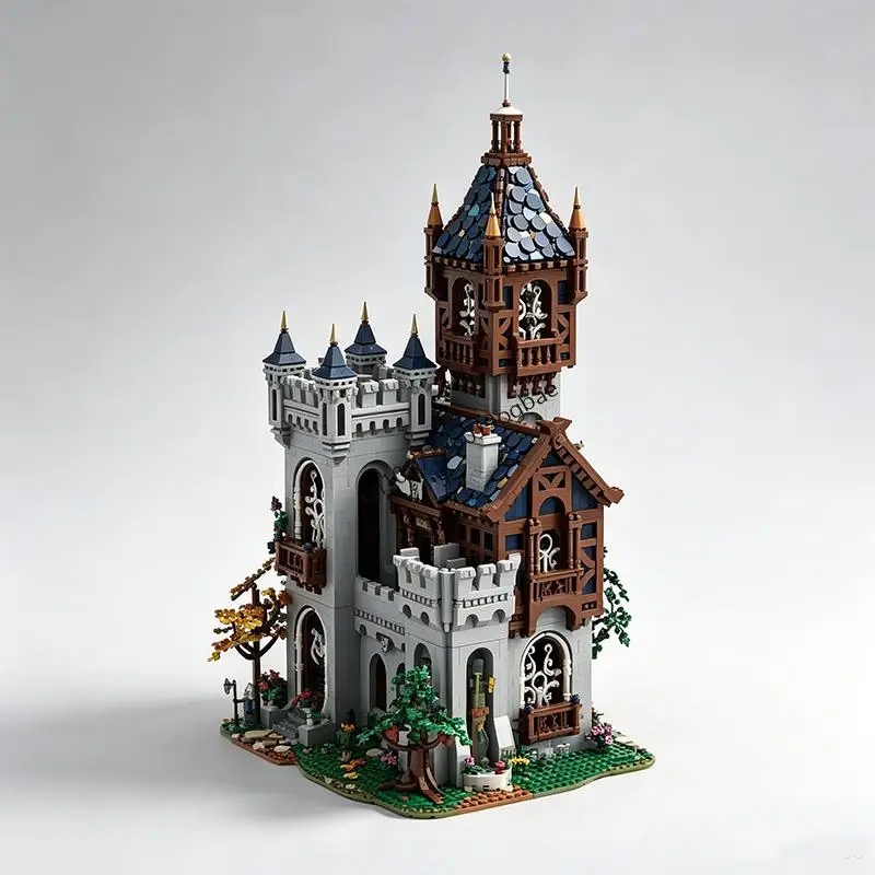 12485pcs MOC European Medieval Street View Falcon Barracks Model DIY creative ideas Retro Assembly Puzzle Birthday christmasGift
