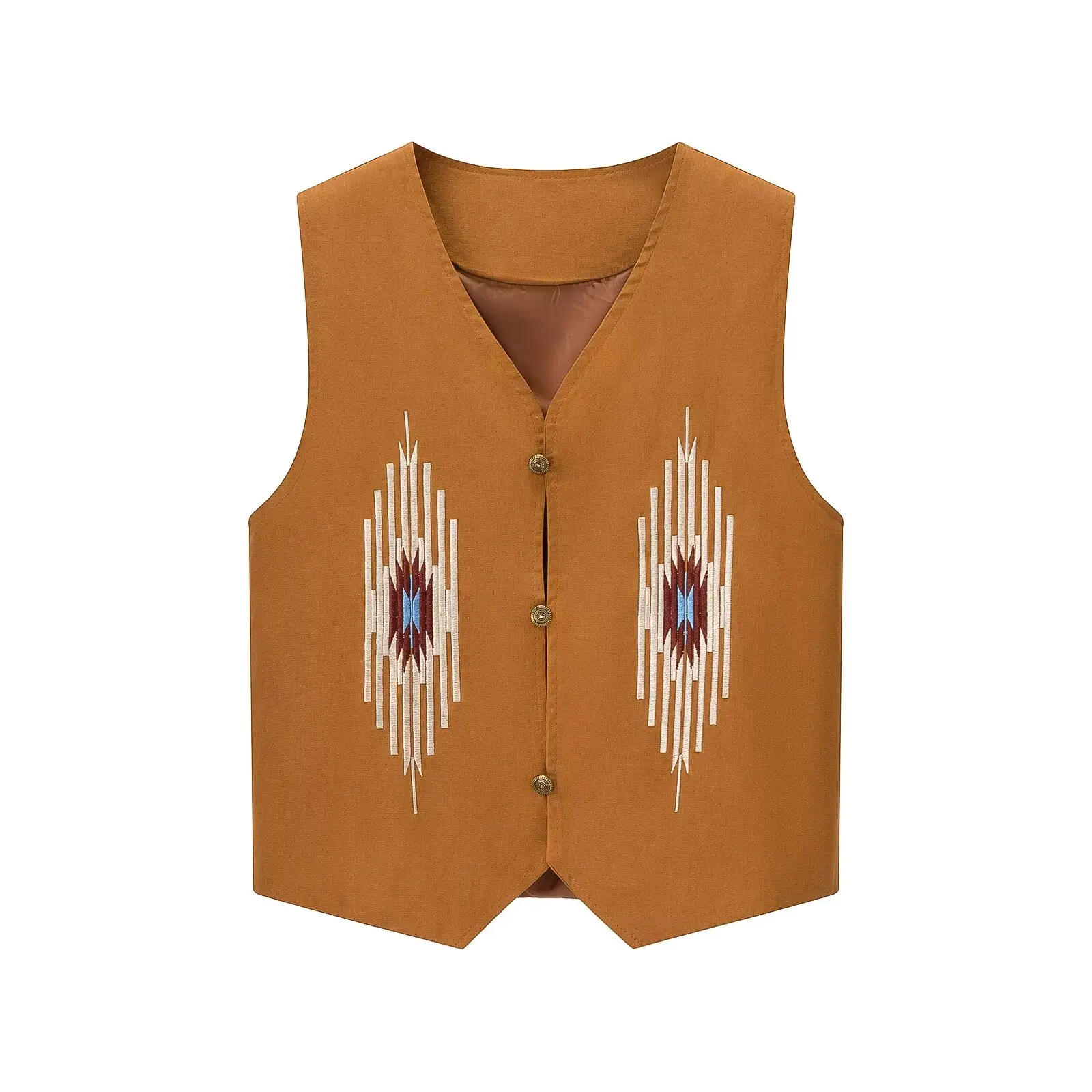 ZBZR Faionable Embroidered Button up Vest Spring 2025 Women's Wear Sli Charming Layering Trendy oulder Pad Jaet