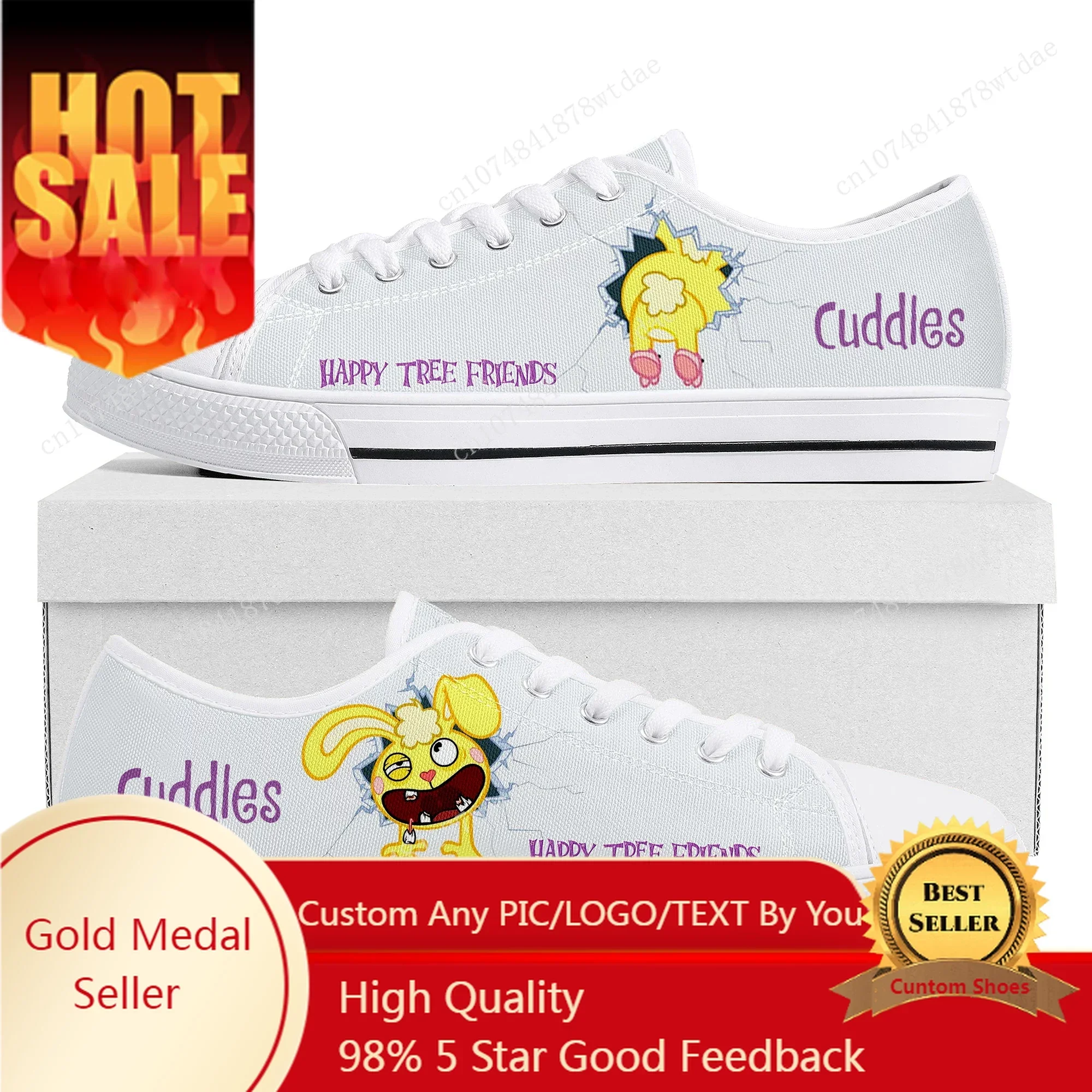 

Happy Tree Friends Low Top Sneakers Women Men Teenager Cuddles High Quality Canvas Sneaker Couple Comics Manga Custom Made Shoes