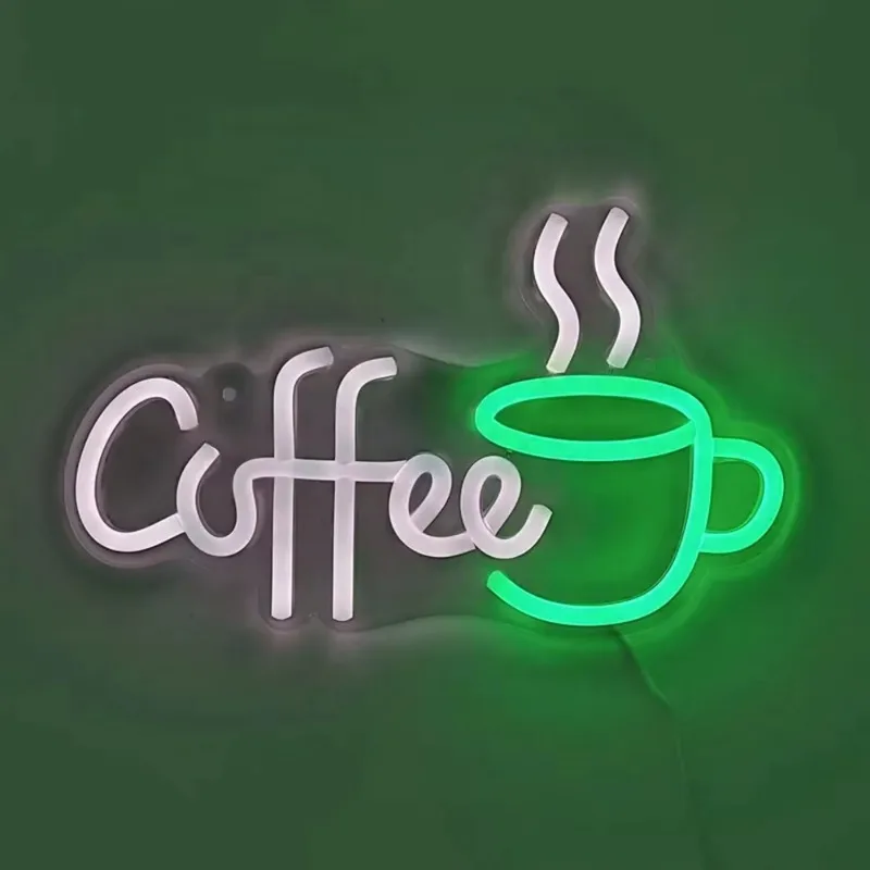 Coffee With Cup Neon Sign USB Powered LED Neon Lights For Room Pub Club Milk Tea Cafe Shop Restaurant Wall Art Neon Decoration