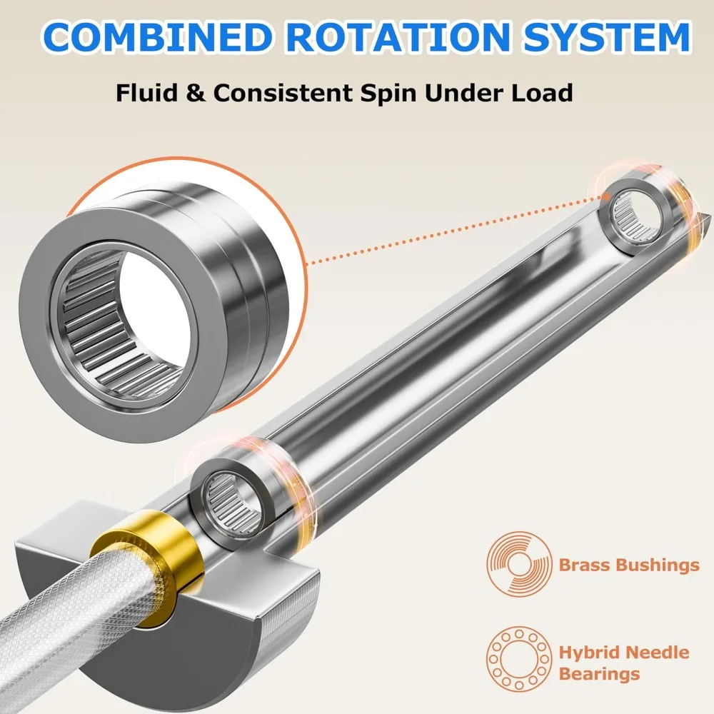قضيب رفع الأثقال 7 أقدام 45 رطل لتدريب القوة لضغط مقاعد البدلاء القرفصاء المميت - سعة 1000 رطل