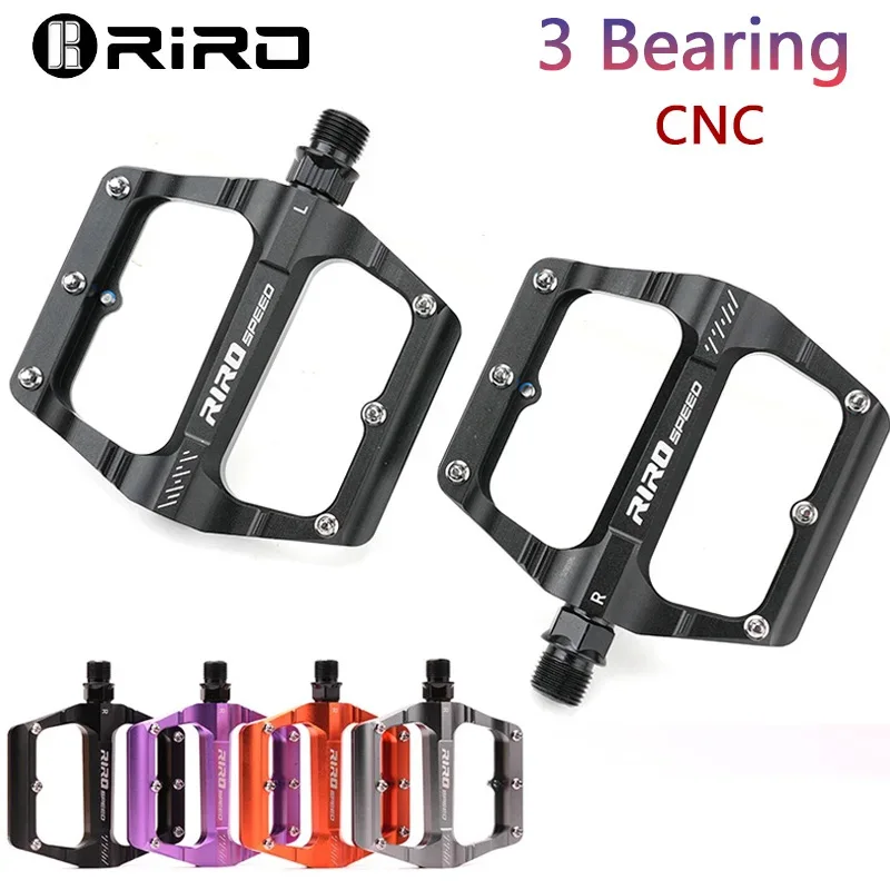 RIRO Fahrradpedale 3-Lager CNC Mountainbike- und Rennradpedale aus Aluminiumlegierung, rutschfest, verbreitert, Fahrradteile