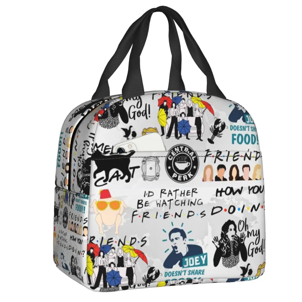 

Индивидуальная термосумка для обедов с забавным коллажем персонажей из сериала «Друзья» для женщин, портативный термоконтейнер для еды, для офиса, работы, школы