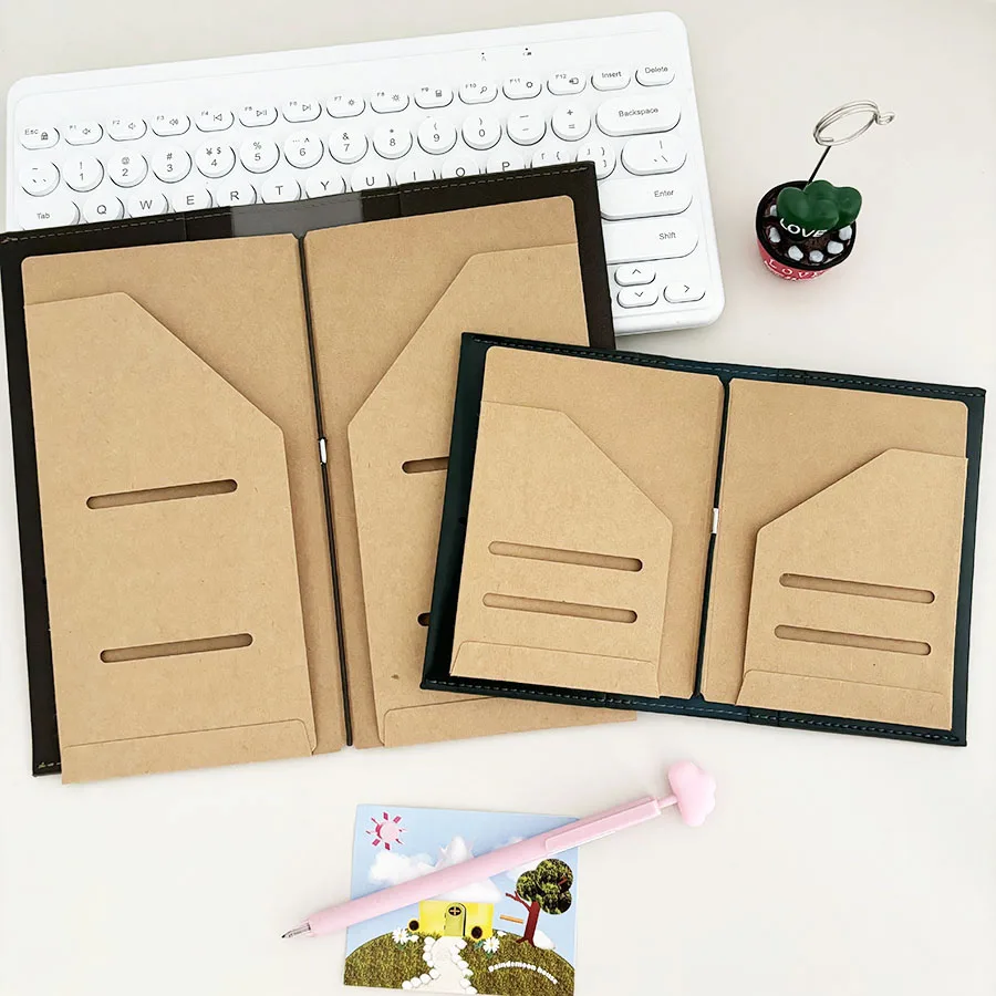 Sharkbang TN/Passport Bolsa de almacenamiento de papel kraft, organizador de billetes/archivos/tarjetas, accesorios para cuadernos de viajero