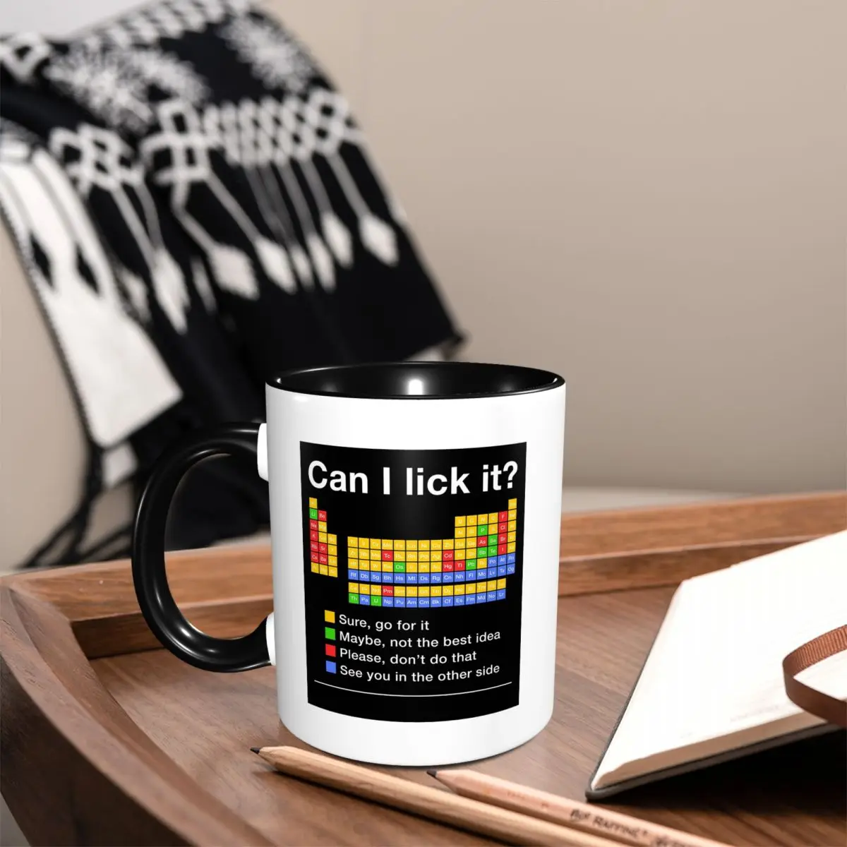 Can I Lick It Periodic Table Mug Funny Ceramic Coffee Cups Tea Mugs Milk Cup Drinkware Gifts for Woman Man