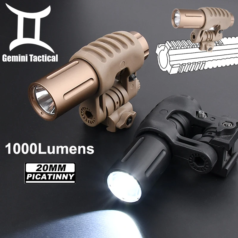 WADSN Metal Flashlight 1000Lumens PLH-v2 Handheld White LED Light Hunting Weapon Scout Plhv2 Lamp With Torch Clip For 20MM Rail