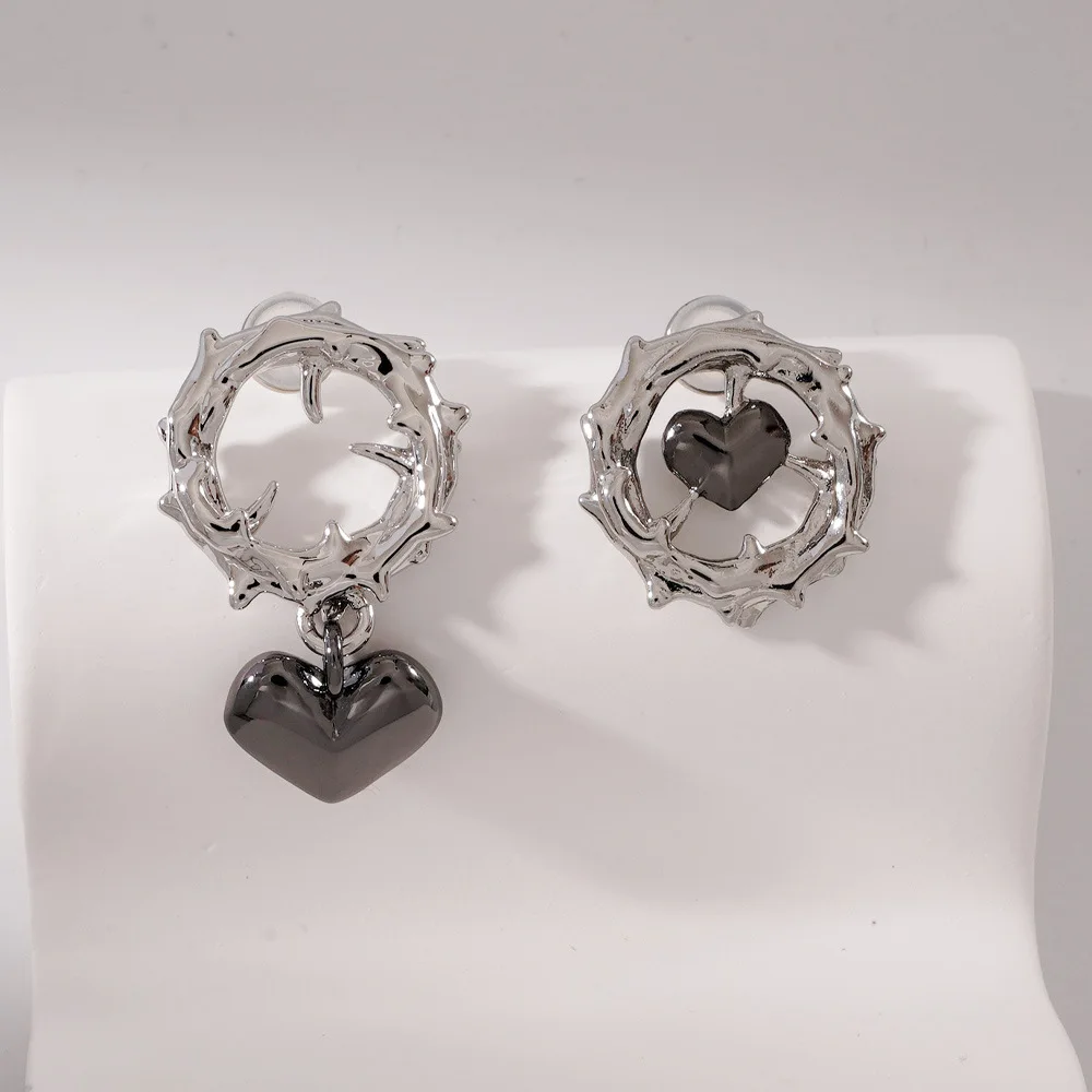 

European and American exaggerated thorns personality versatile love stud earrings