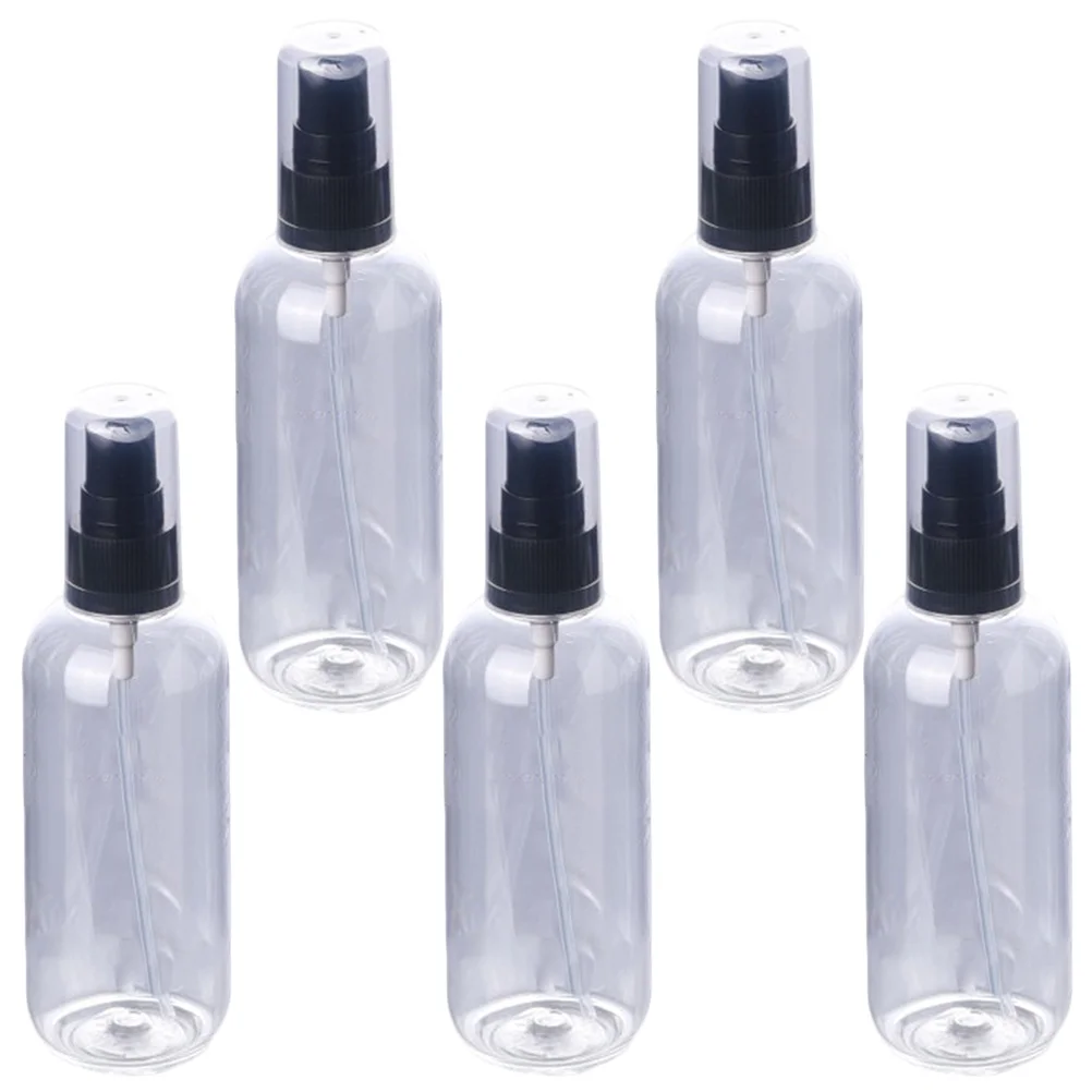 5 ชิ้น 50 มลขวดสเปรย์เปล่าขนาดกะทัดรัดปั๊มสีดำแบบรีฟิลได้เครื่องพ่นน้ำป้องกันการรั่วซึมสำหรับใช้ในร่มกลางแจ้ง