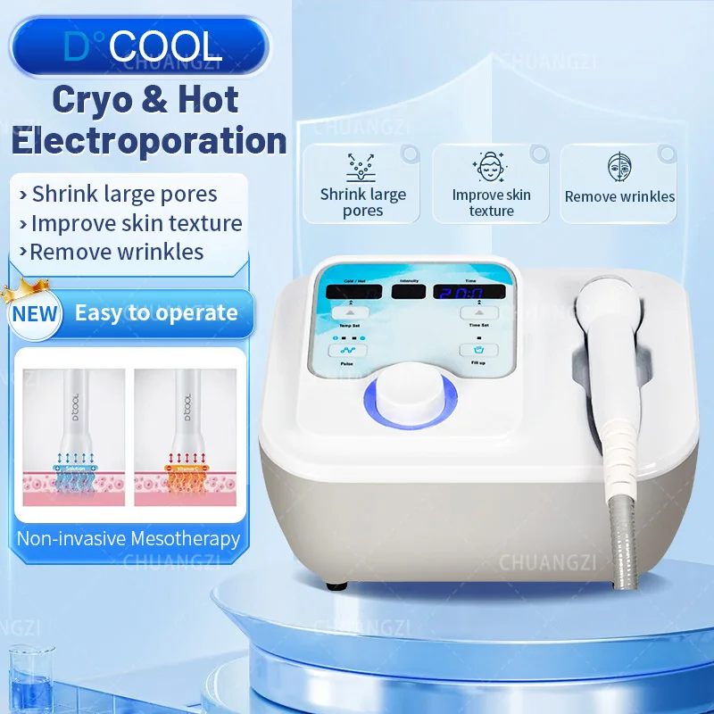 

DCOOL Semiconductor 3In1 Cold and Hot Therapy EMS Face Lifting Ant-wrinkle Anti Puffiness Cryo Painless Electroporation Machine