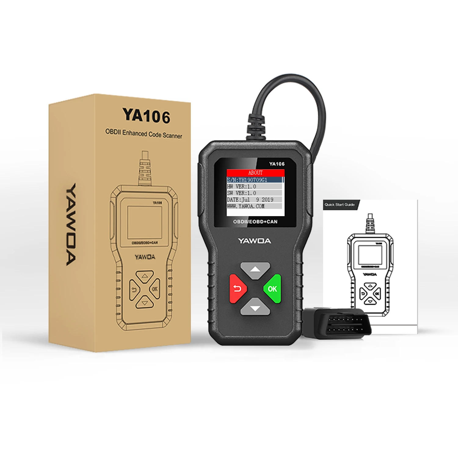 

Прибор для диагностики неисправностей автомобиля OBD YA106 Считыватель кодов TFT с настоящим цветным дисплеем Инструменты для диагностики автомобилей