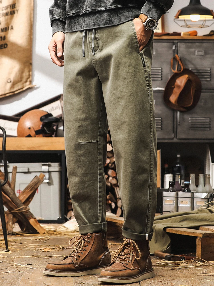 

Свободные мужские повседневные брюки в клетку в американском стиле ретро, осенние модные брендовые классические брюки для рабочей одежды, молодежные хлопковые прямые брюки