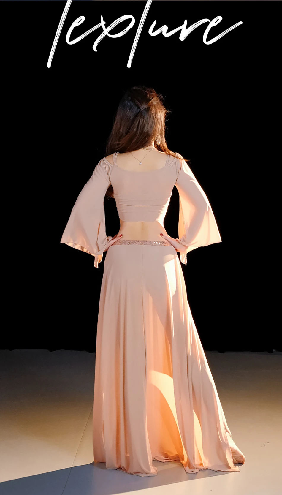 Vêtements de spectacle de danse du ventre, ensemble haut et jupe 2 pièces pour femmes adultes, Costume d'entraînement sur scène, vêtements
