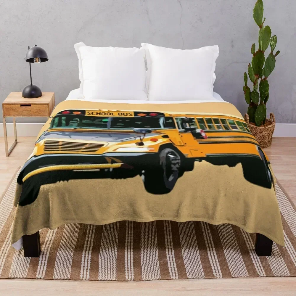 

School buses. Throw Blanket Men's Soft Warm Throw Blanket for Couch