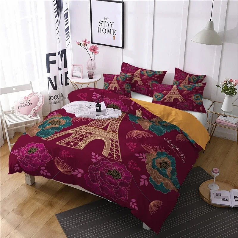 Popular Spring Green The Eiffel Tower Printed Bedding Set 3d Duvet Cover Set Pillowcase Twin Full Queen King Single Double Size