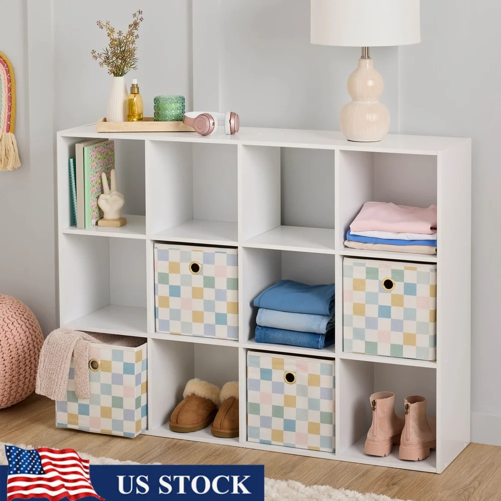 

12 Cube Storage Organizer Bookcase Adjustable Shelving Unit Open Closed Back Shelves Versatile Home Office Living Room Furniture