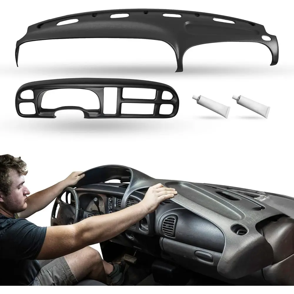 

Molded Dash Skin Cover & Bezel Cover (NOT Replacement Parts) Compatible with 99-01 Dodge Ram 1500 (99-02 Ram 2500 & 3500) in Uni