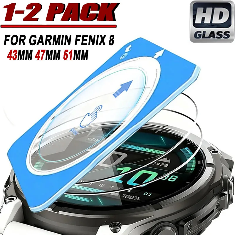 1-2 Pieces Easy To Install HD Tempered Glass For Garmin Fenix 8 43MM 47MM 51MM Scratch-Resistant Screen Film Protective Cover