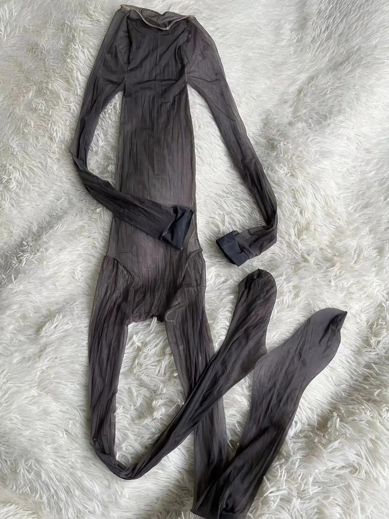 Mono Sexy transparente, traje Zentai, lencería de manga larga, medias de Fitness, disfraz