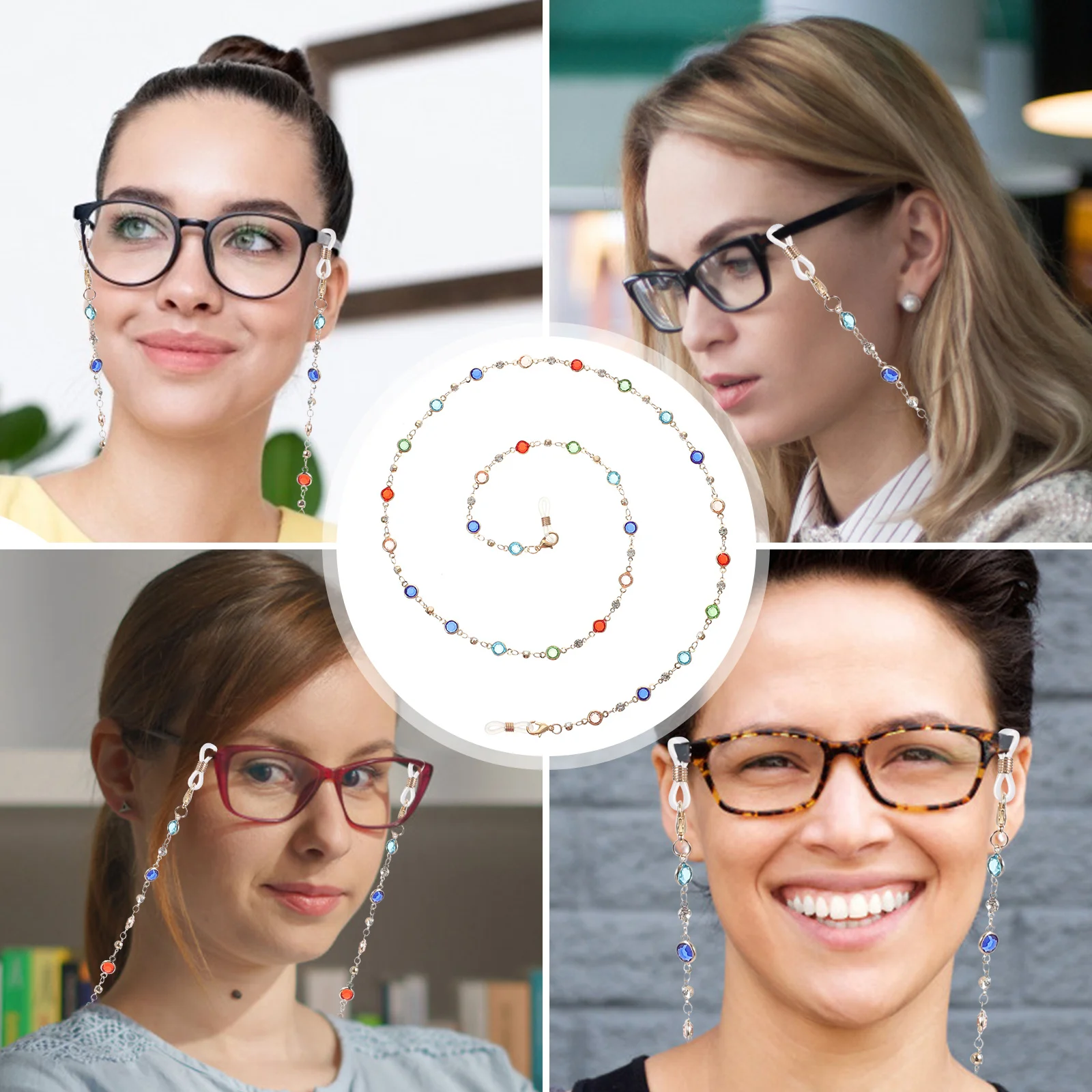 مكافحة خسر سلسلة النظارة أنيق اللون حبل معلق للنظارات سبائك الزنك ديكور تشغيل المشي لمسافات طويلة ممارسة استخدام نظارات مكافحة السقوط