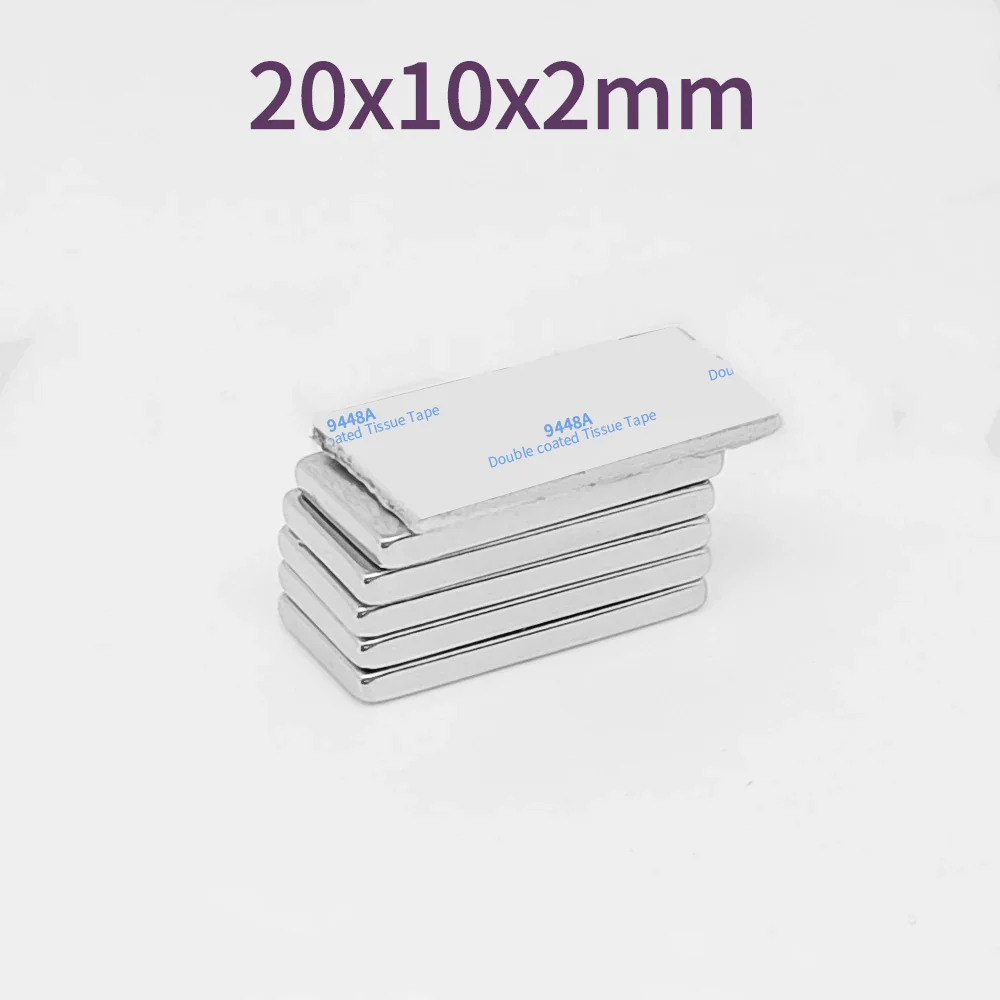 5/10/20/50/100/150PCS 20x10x2 Block Search Magnet With 3M Double-Sided Adhesive Tape 20*10*2 Strong Neodymium Magnets 20x10x2mm