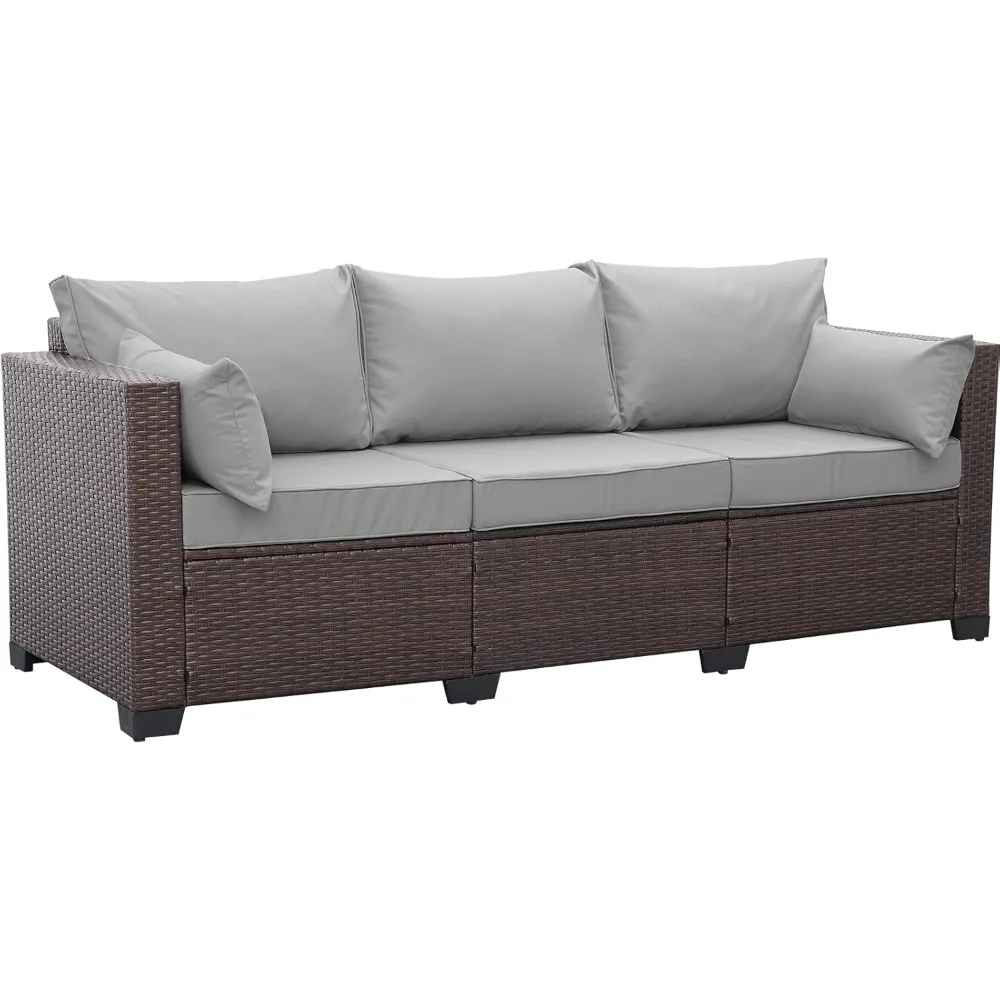 

Patio Furniture 3 Seat Sofa Outdoor Furniture Outdoor Couch Deep Seat Hight Backrest with Waterproof Cover, Light Grey Anti-Sli